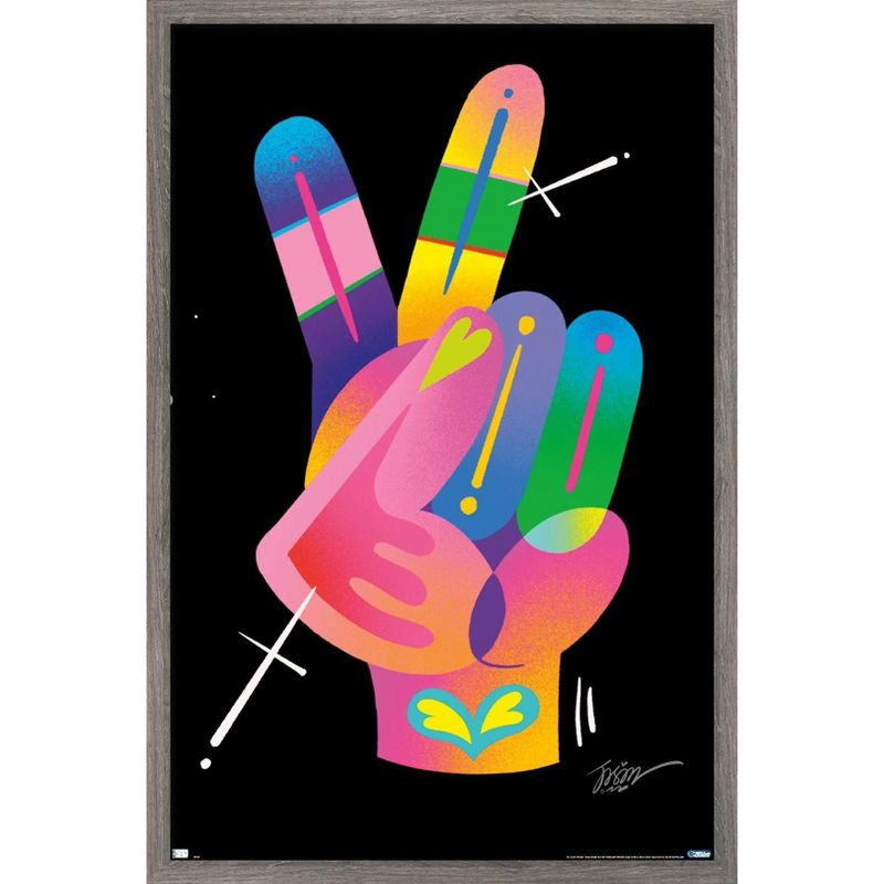 Trends International Jason Naylor - Peace Sign Hand Framed Wall Poster Prints, 1 of 7