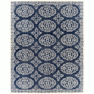 Mark & Day Arezzo 8'x10' Rectangle Tufted Indoor Area Rugs Dark Blue: Wool, Stain-Resistant, Traditional Medallion Pattern