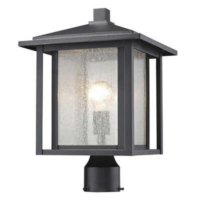 1 Light Outdoor Post Mount with Seedy Glass Black - Aurora Lighting