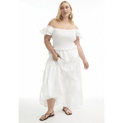 June + Vie by Roaman's Women's Plus Size Smocked Tiered Maxi Dress