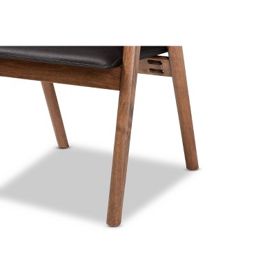 Elegant Mid-Century Modern Walnut Brown Wood & Cane Arm Chair