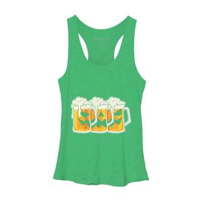 Women's Design By Humans Halloween Jack O Lantern Beer Drinking By RedBirdLS Racerback Tank Top