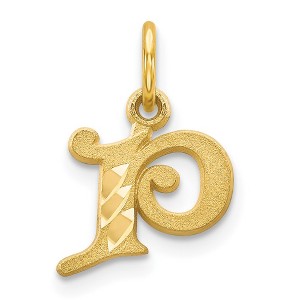 Black Bow Jewelry 14k Yellow Gold, Isabelle Collection, Mini Letter P Initial Charm - 1 of 4