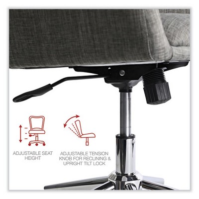 Gray Fabric Mid-Century Modern Task Chair with Chrome Base