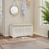 CAVINAS Modern White Barn Doors Shoe Bench Rock with Cushion & Shelves,Multifunctional Storage Bench for Entryway,Living Room - 2 of 4