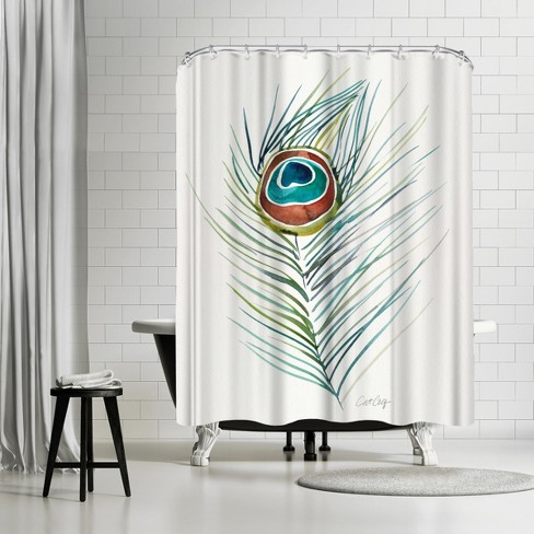 Male Peafowl Displaying Tail Feathers Waterproof Polyester Shower Curtain  And Hooks 90x180 Cm