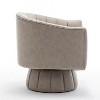 SEYNAR Mid-Century Swivel PU Leather Tufted Round Accent Barrel Chair - 3 of 4