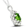 Pompeii3 1 3/4ct Oval Peridot & Genuine Diamond Halo Pendant 14K White Gold - 2 of 4