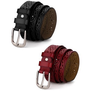INSPIRE CHIC Womens Vintage Hollow Belts Pin Buckle Faux Leather Belts for Jeans Pants - 1 of 4