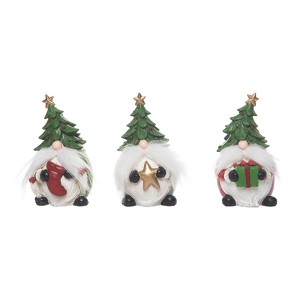 Transpac Resin Holiday Fuzzy Beard Gnome Figurine Set of 3 Christmas Home Decorations - 1 of 4