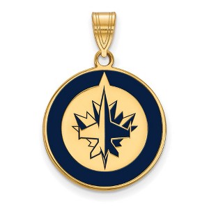 Black Bow Jewelry 14k Yellow Gold Plated Sterling Silver Winnipeg Jets NHL Large Pendant - 1 of 3