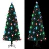 vidaXL 8ft Green Artificial Christmas Tree with Stand - Fiber Optic and LED Lights, 380 Branches, Snow-Covered Tips, - 2 of 4