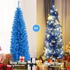 Tangkula 6FT Blue Tinsel Artificial Pencil Christmas Tree w/ Sturdy Metal Stand Seasonal Holiday Decoration for Home, Party - 3 of 4
