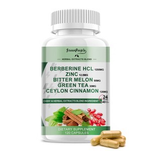 Greenpeople Berberine HCL 1200mg Supplement - Plus Bitter Melon Extract & Ceylon Cinnamon for Immune System - 120 Capsules - 1 of 4