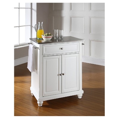 Cambridge White Stainless Steel Top Kitchen Island Cart
