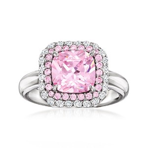 Ross-Simons 2.40 ct. t.w. Simulated Pink Sapphire Ring With .30 ct. t.w. Czs in Sterling Silver - 1 of 4