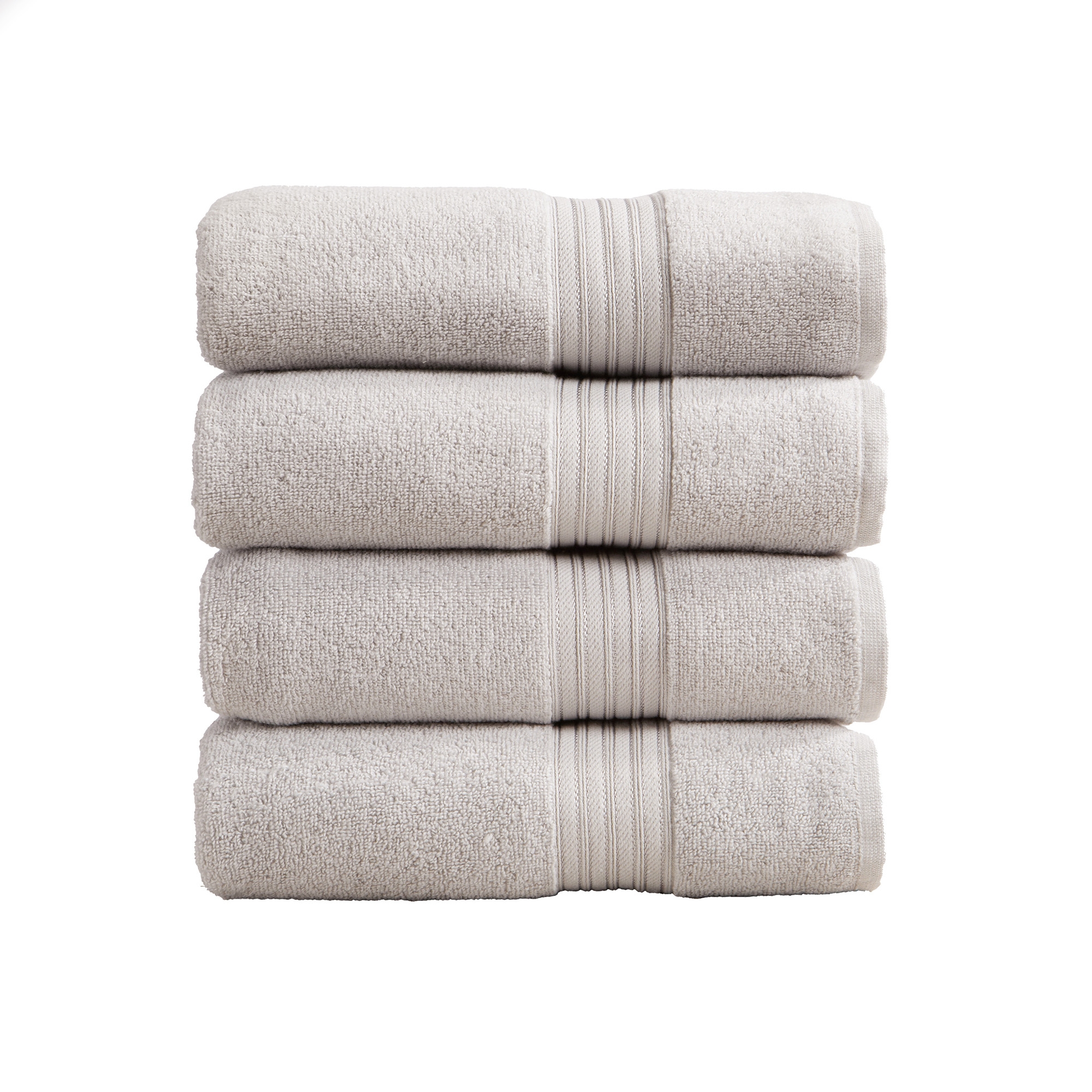 100% Cotton Quick-Dry Everday Towel Set - Great Bay Home (4 Pack Bath Towels, Light Grey)