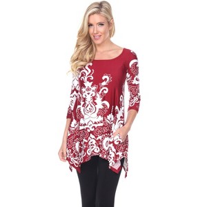Women's Scoop Neck Printed Yanette Tunic Top - White Mark - 1 of 3