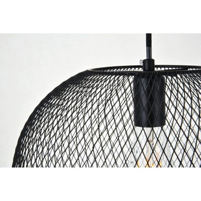 Elegant Black Iron Globe Pendant Light with Adjustable Height