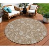 Copper And Beige Floral Washable Indoor Outdoor Area Rug - 2 of 4