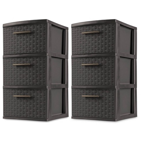 Sterilite 3 Drawer Wide Weave Tower Espresso 