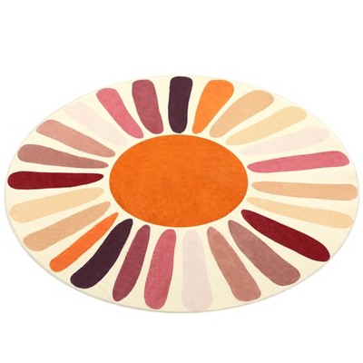 Area Rug, Machine Washable Colorful Area, Non Slip Rug for Living Room, Indoor Non-Slip Carpet, Modern Minimalist Front Door Mat, Sun Accent Rug