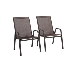 Sapphtopaz Outdoor Dining Chairs Steel Patio Chairs with Armrest High Backrest Breathable Fabric for Backyard, Patio, Pool, Lawn - 1 of 4