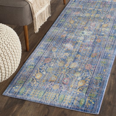Serenity Blue Floral 27" Synthetic Area Rug