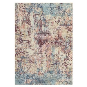 10'x13' Washable Modern Abstract Living Room Rugs, Soft Non Slip Bedroom Carpet, Large Stain Resistant Dining Room Rugs, Beige/Brick - 1 of 4