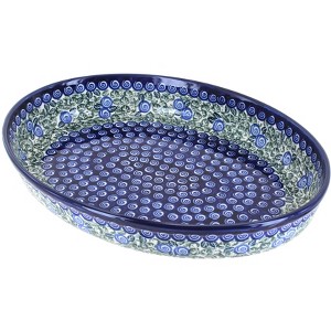 Blue Rose Polish Pottery 351 Zaklady Large Oval Baker - 1 of 1