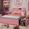 Kids Boucle Upholstered Bed Frame with Bookcase Headboard and 2 Storage Drawers, Noise-Free Platform Bed - 4 of 4