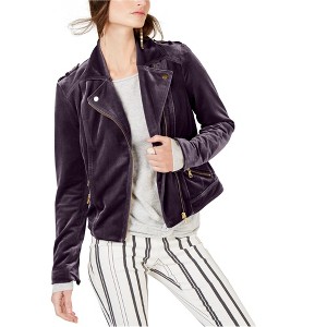 I.N.C International Concepts Womens Glam Motorcycle Jacket, Purple, X-Small - 1 of 1