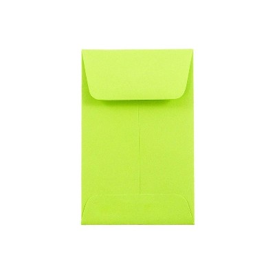 JAM Paper #1 Coin Business Colored Envelopes 2.25 x 3.5 Ultra Lime Green Bulk 1000/Carton