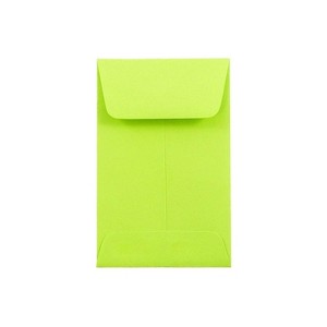 JAM Paper #1 Coin Business Colored Envelopes 2.25 x 3.5 Ultra Lime Green Bulk 1000/Carton - 1 of 4