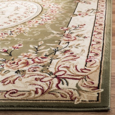 Ivory and Sage Floral Synthetic 9' x 12' Area Rug