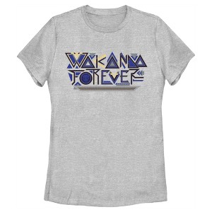 Women's Black Panther: Wakanda Forever Yellow and Blue Pattern Logo T-Shirt - 1 of 3