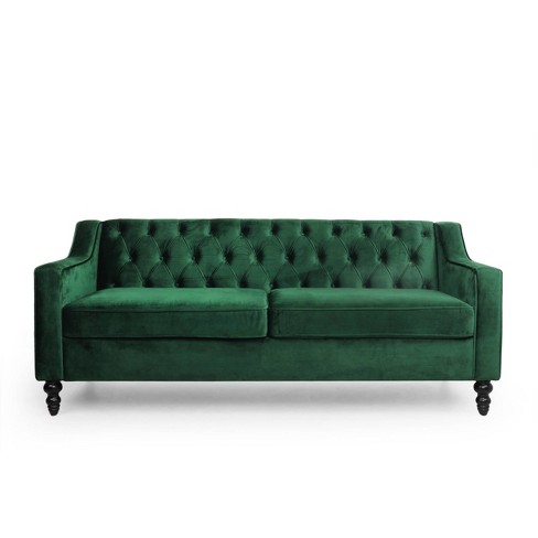 Buy Amaya 3 Seater Sofa (Velvet, Dark Olive Green) at 35% OFF Online