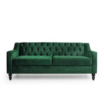 Knouff Modern Glam Tufted Velvet 3 Seater Sofa - Christopher Knight Home