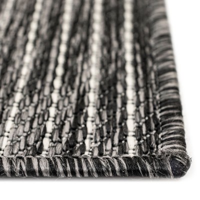 Gray Stripe Flat Woven Square Indoor/Outdoor Rug
