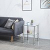 FONTOI Modern Two Tier End Table for Living Room and Bedroom with Tempered Glass Shelves and Elegant Minimalist Design, Clear, 23.62"*20.08"*5.71" - 4 of 4