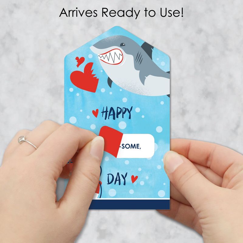 Big Dot of Happiness Shark Zone - Jawsome Shark Cards for Kids - Happy Valentine's Day Pull Tabs - Set of 12, 3 of 8