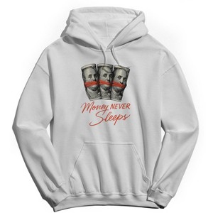 Rerun Island Men's Money Never Sleeps Long Sleeve Graphic Cotton Sweatshirt Hoodie - 1 of 4