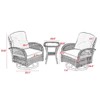VisioGear 3 Pieces Patio Swivel Rocker Seating Sets with Thickened Cushions and Glass Coffee Table for Backyard, Navy blue, 25.1"*28.76"*33.8" - 3 of 4