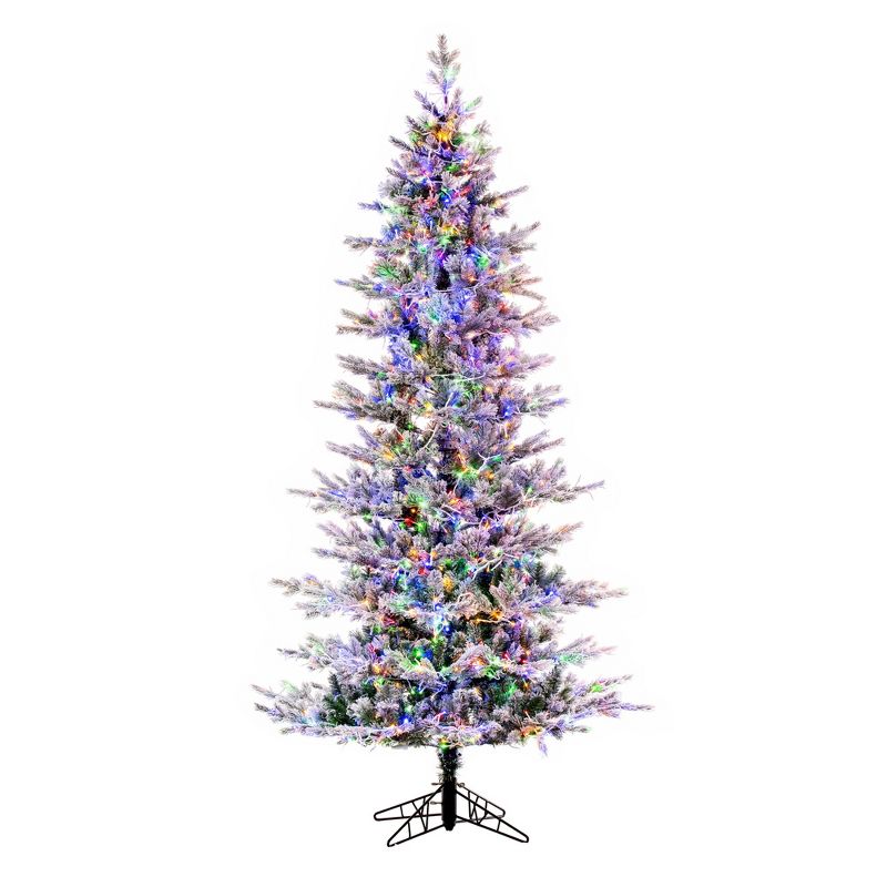 Vickerman Flocked Slim Kiana Artificial Christmas Tree, 3mm LED Color Changing Lights, 4 of 8