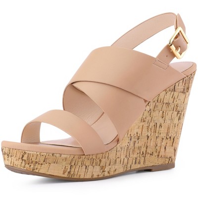 BLISSFUL STEP Women's Platform Wedge Heel Open Toe Slingback Sandals