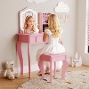 Kids Vanity with Lighted Mirror, Little Girl Vanity and Stool, Toddler Makeup Table Set and Makeup Playset for 3-8 Girls - 3 of 4