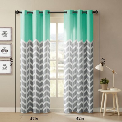MAYEERTY Chevron Printed Room Darkening Grommet Top Panel Pair