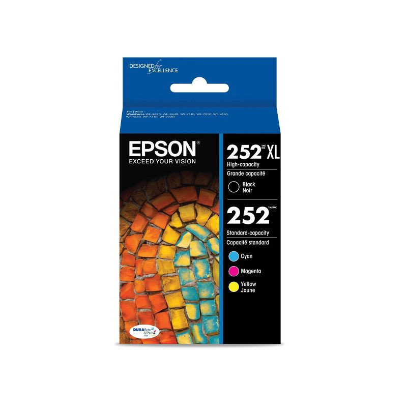 Epson 252 Single, 2pk, 3pk & 4pk Ink Cartridges - Black, Multicolor, 1 of 9