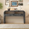 Retro Curved Wooden Hallway Table,Console Table With 2 Large Drawers And Solid Wood Veneer,Open Shelf,Rectangular Console Table-Cuddlewood - 3 of 4