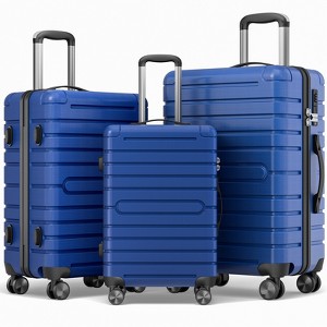 SKONYON 3 Piece Hardshell Luggage Sets Checked Spinner PC & ABS Luggage Set with YKK Zipper and TSA Lock - 1 of 4